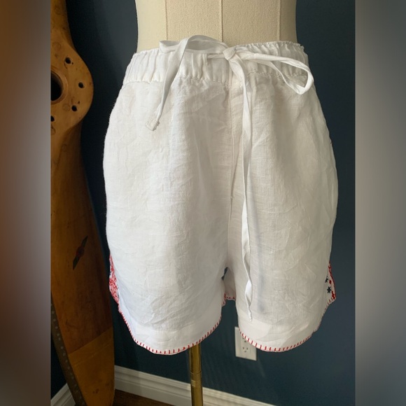 Cynthia Rowley linen shorts with embroidery. Size L - Picture 2 of 9
